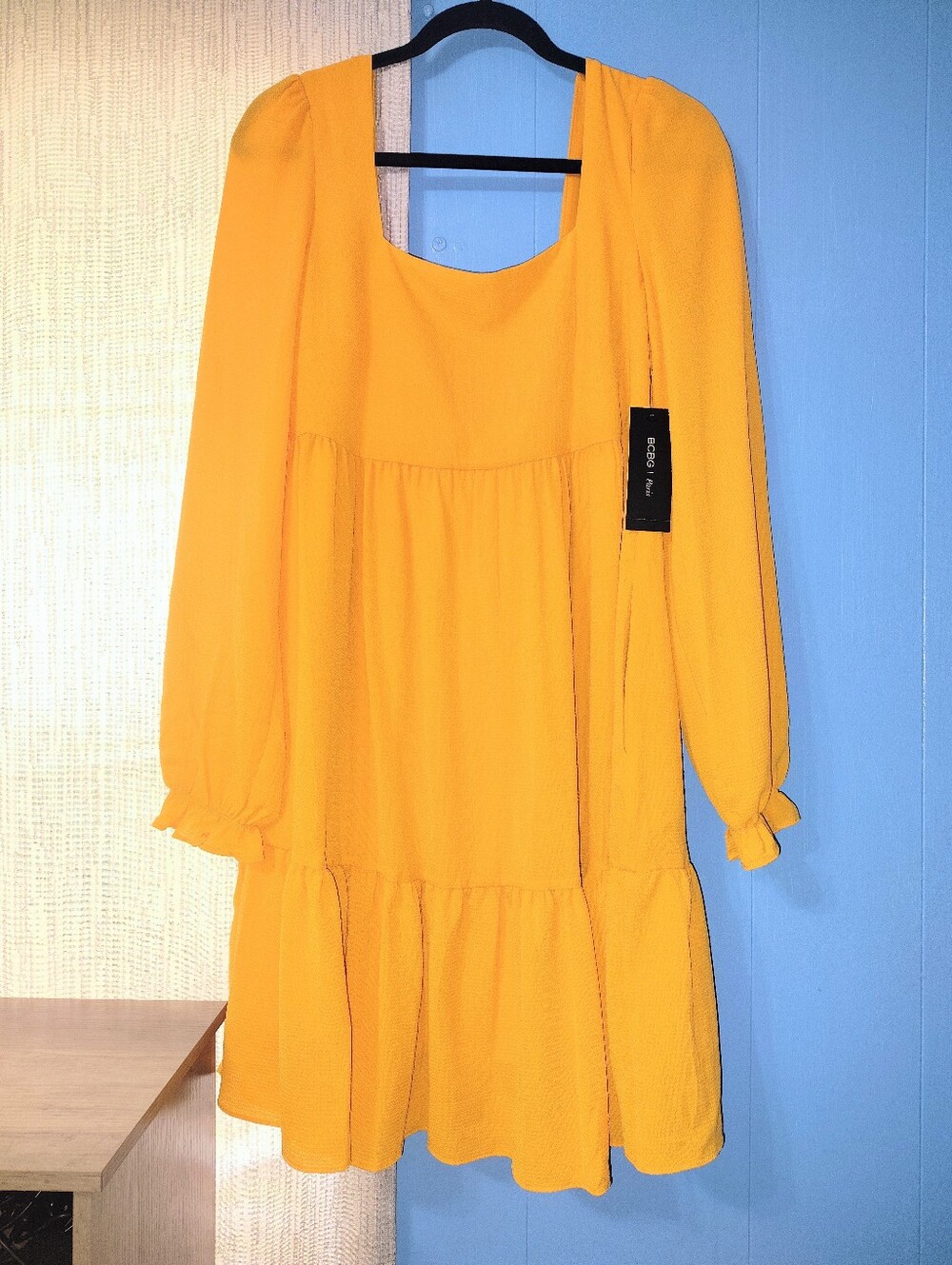 Sunflower Yellow Tiered Long Sleeve Dress